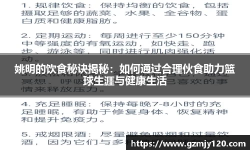 姚明的饮食秘诀揭秘：如何通过合理伙食助力篮球生涯与健康生活
